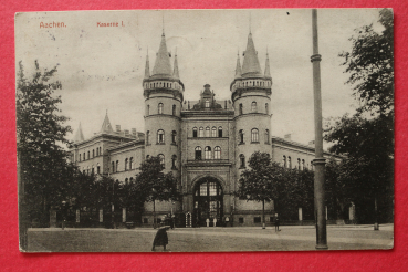 Postcard PC Aachen 1913 Caserne military camp entry Town architecture NRW